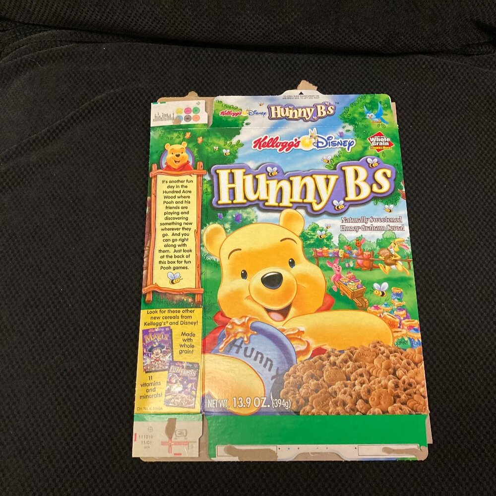 2001 Vintage Winnie the Pooh Cereal Box Kellogg' Disney HUNNY Bs + Pooh Dollar